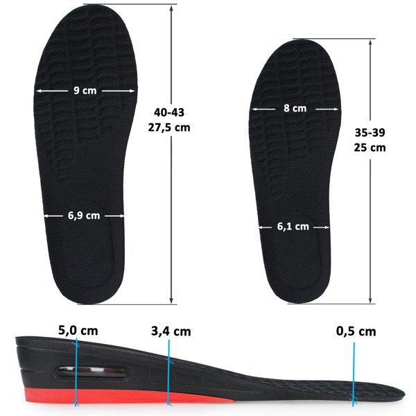 Vložky do topánok na zvýšenie postavy 4 až 5 cm